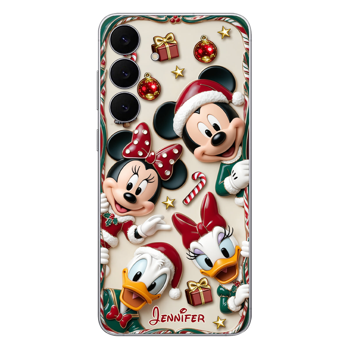 Magical Friends - Personalized Mouse 3D Embossed Leather Phone Case