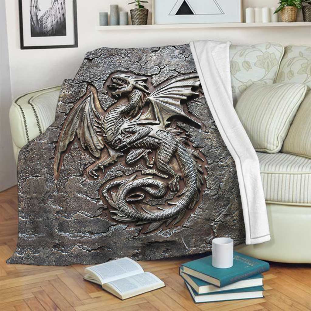 Dragon Cracks Metal Pattern Print Dragon Blanket 0622