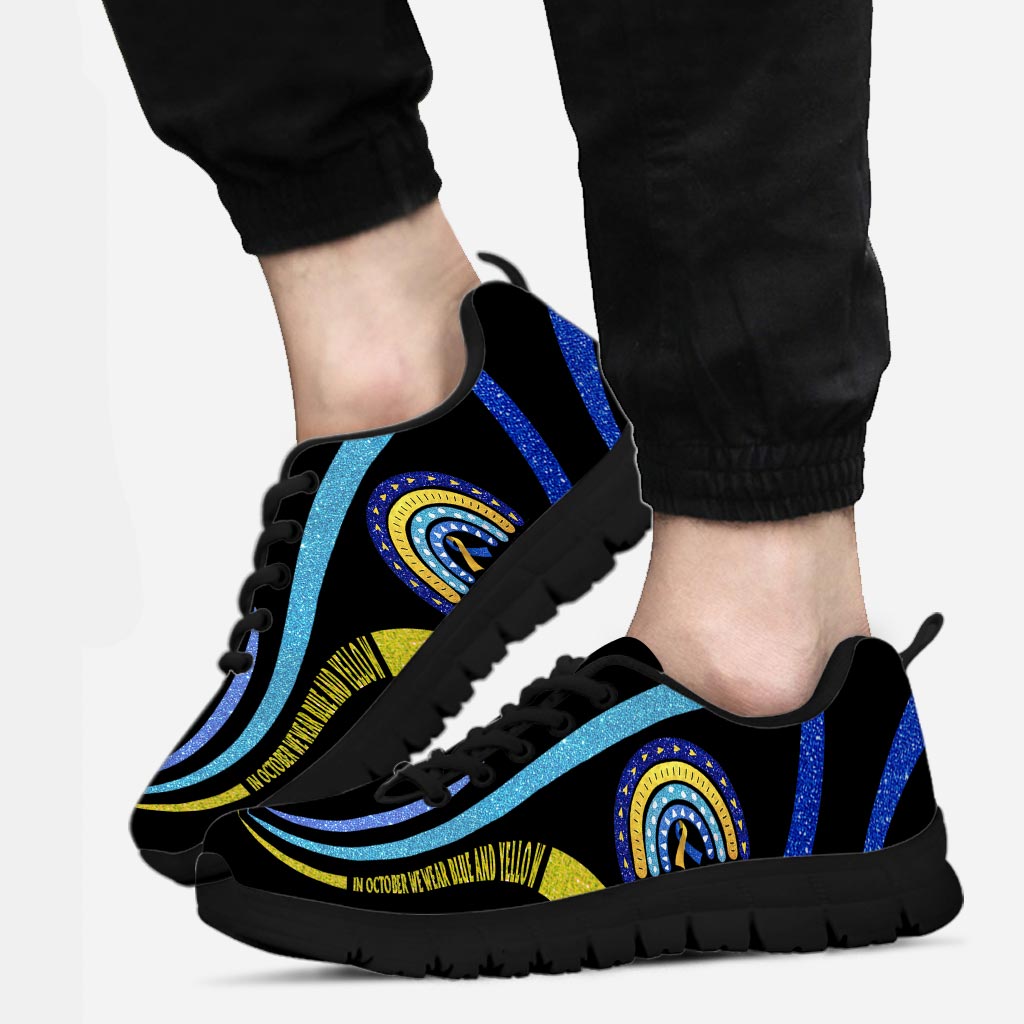 In October We Wear Blue And Yellow Down Syndrome Awareness Sneakers 0622