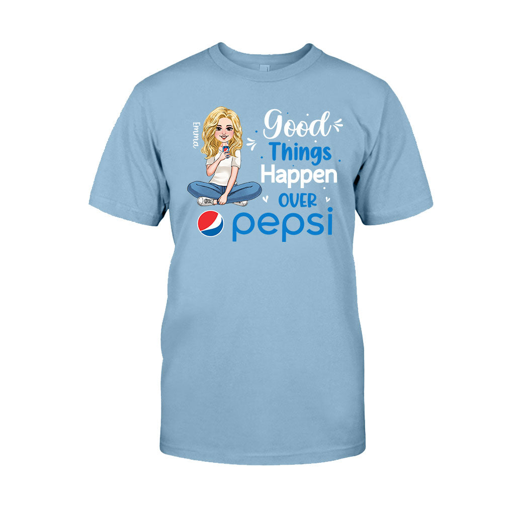 Good Things Happen Over - Personalized Blue Soft Drink T-shirt and Hoodie