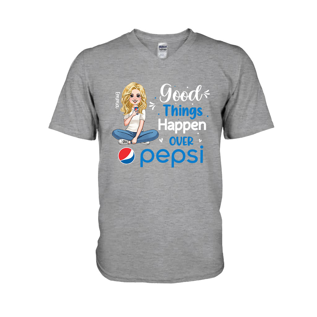 Good Things Happen Over - Personalized Blue Soft Drink T-shirt and Hoodie